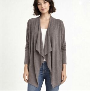 Barefoot Dreams CozyChic Open Waterfall Cardigan Taupe Ultra Soft Loungewear S/M